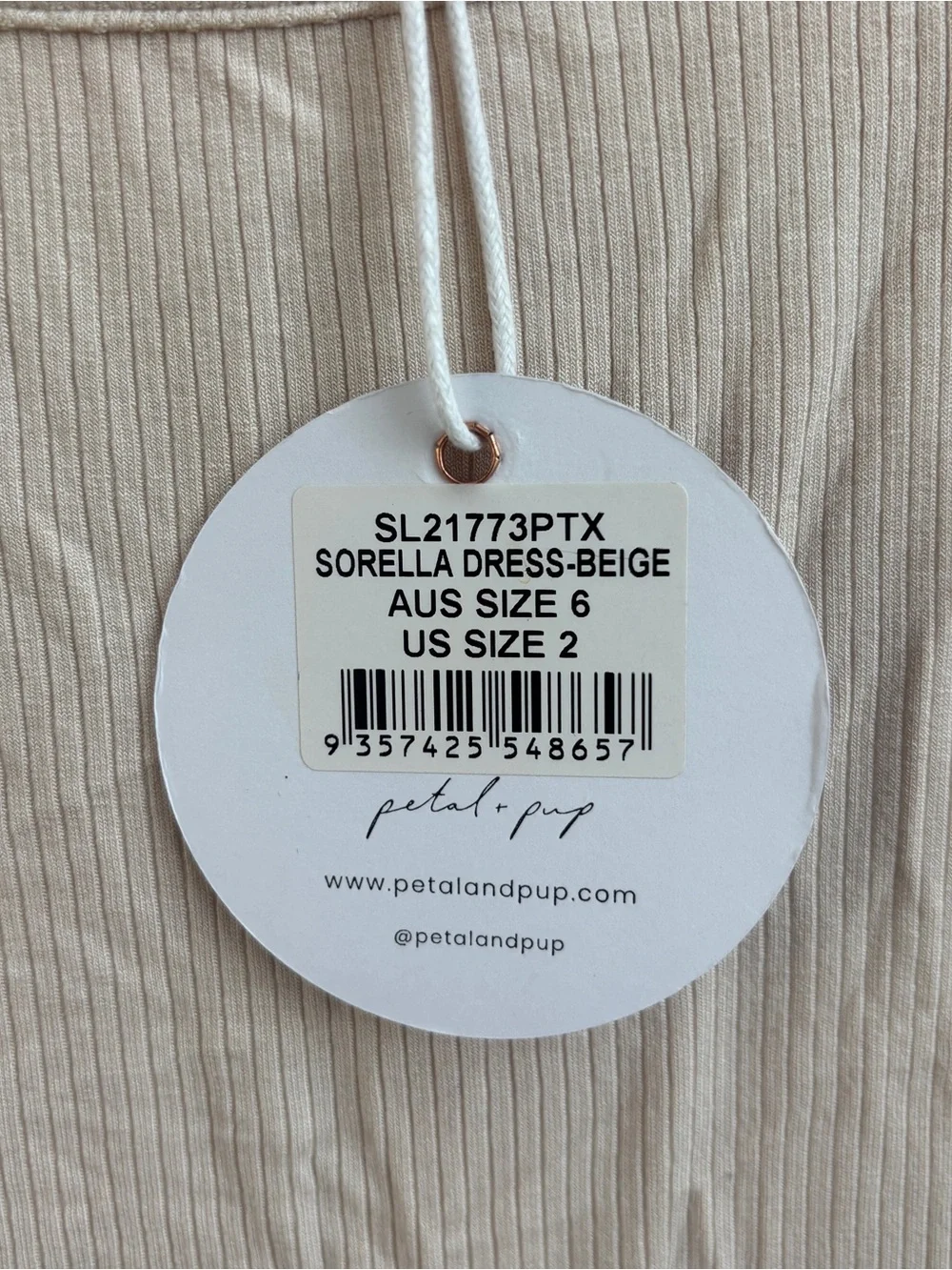 NWT GEORGIE X‎ PETAL & PUP SORELLA DRESS IN BEIGE, SIZE 2
